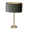 Tafellamp messing met ovale velours kap groen 35cm - Simplo