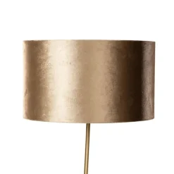 Tafellamp messing met velours kap bruin 35cm - Kaso