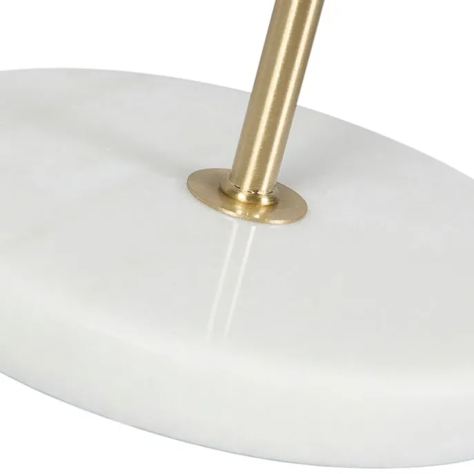 Tafellamp messing met velours lampenkap blad dessin met gouden binnenkant - Kaso