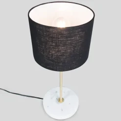 Tafellamp messing met zwarte kap 20 cm - Kaso