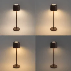 Tafellamp mushroom roestbruin oplaadbaar incl. laadstation - Raika