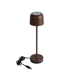Tafellamp mushroom roestbruin oplaadbaar incl. laadstation - Raika