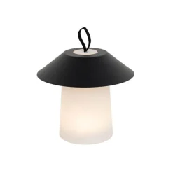Tafellamp mushroom zwart incl. LED oplaadbaar - Ivan
