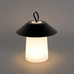 Tafellamp mushroom zwart incl. LED oplaadbaar - Ivan
