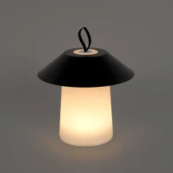 Tafellamp mushroom zwart incl. LED oplaadbaar - Ivan