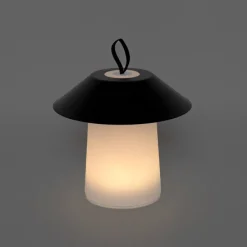Tafellamp mushroom zwart incl. LED oplaadbaar - Ivan