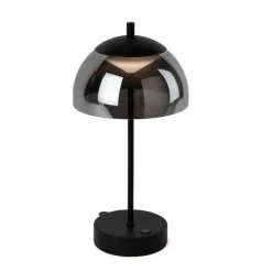 Tafellamp mushroom zwart met smoke glas incl. LED - Djent
