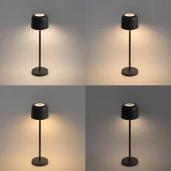 Tafellamp mushroom zwart oplaadbaar incl. laadstation - Raika