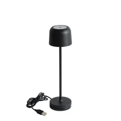Tafellamp mushroom zwart oplaadbaar incl. laadstation - Raika