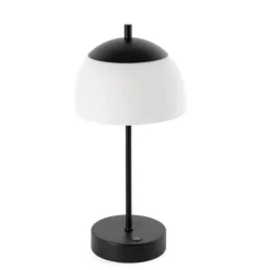 Tafellamp mushroom zwart met opaal glas incl. LED - Djent