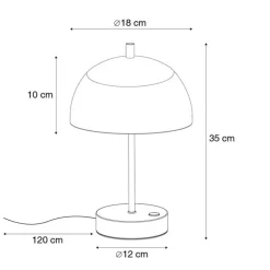 Tafellamp mushroom zwart met opaal glas incl. LED - Djent