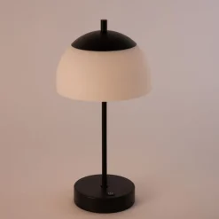 Tafellamp mushroom zwart met opaal glas incl. LED - Djent