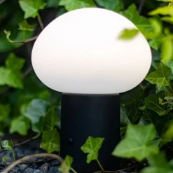Tafellamp mushroom zwart incl. LED oplaadbaar - Louise