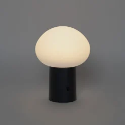 Tafellamp mushroom zwart incl. LED oplaadbaar - Louise