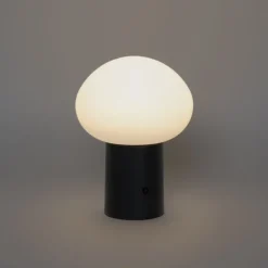 Tafellamp mushroom zwart incl. LED oplaadbaar - Louise