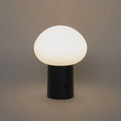 Tafellamp mushroom zwart incl. LED oplaadbaar - Louise