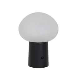 Tafellamp mushroom zwart incl. LED oplaadbaar - Louise