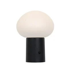 Tafellamp mushroom zwart incl. LED oplaadbaar - Louise