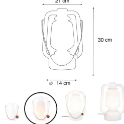 Tafellamp oplaadbaar 30 cm IP44 wit - Storm Small