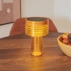 Tafellamp oranje kunststof incl. LED solar oplaadbaar IP44 - Ambar