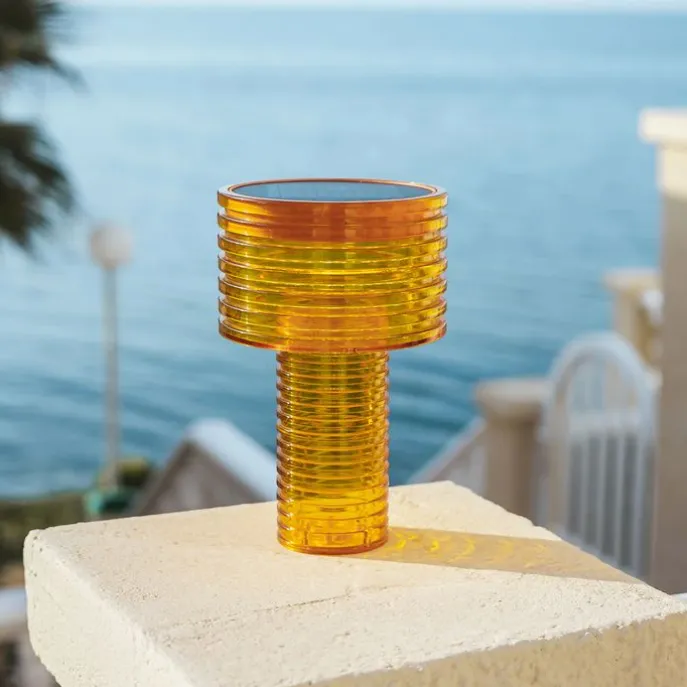 Tafellamp oranje kunststof incl. LED solar oplaadbaar IP44 - Ambar