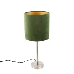 Tafellamp staal met groene kap 25 cm - Simplo