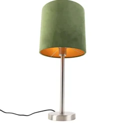 Tafellamp staal met groene kap 25 cm - Simplo