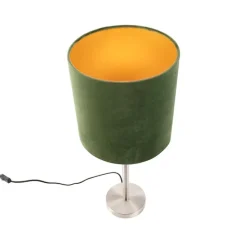 Tafellamp staal met groene kap 25 cm - Simplo