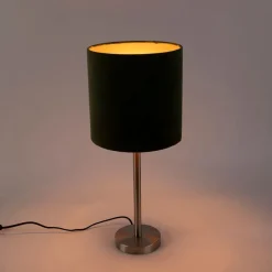 Tafellamp staal met groene kap 25 cm - Simplo