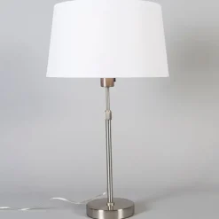 Tafellamp staal met kap wit 35 cm verstelbaar - Parte