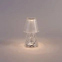 Tafellamp transparant glas incl. LED oplaadbaar IP44 - Lola 20 Lux