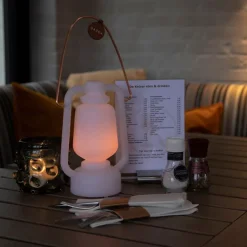 Tafellamp wit oplaadbaar 22 cm IP44 - Storm Mini