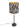 Tafellamp zwart kap zebra dessin 25 cm verstelbaar - Parte