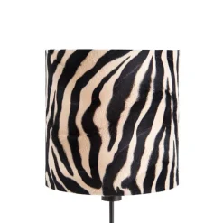 Tafellamp zwart kap zebra dessin 25 cm verstelbaar - Parte