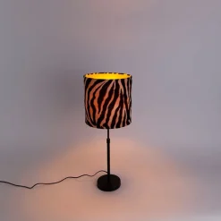 Tafellamp zwart kap zebra dessin 25 cm verstelbaar - Parte