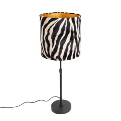 Tafellamp zwart kap zebra dessin 25 cm verstelbaar - Parte