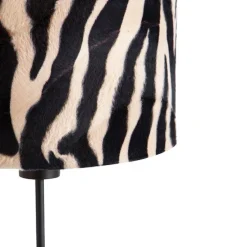 Tafellamp zwart kap zebra dessin 25 cm verstelbaar - Parte