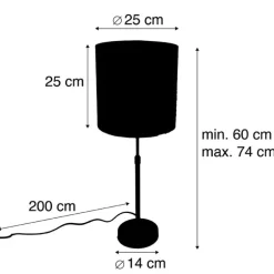 Tafellamp zwart kap zebra dessin 25 cm verstelbaar - Parte