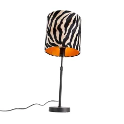 Tafellamp zwart kap zebra dessin 25 cm verstelbaar - Parte