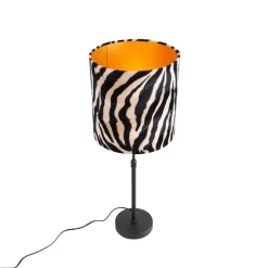 Tafellamp zwart kap zebra dessin 25 cm verstelbaar - Parte