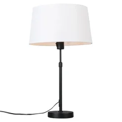 Tafellamp zwart met kap wit 35 cm verstelbaar - Parte