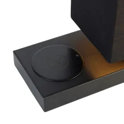 Tafellamp zwart met kap zwart met touch en inductielader - Romina