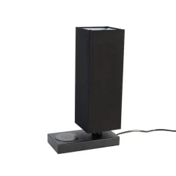 Tafellamp zwart met kap zwart met touch en inductielader - Romina