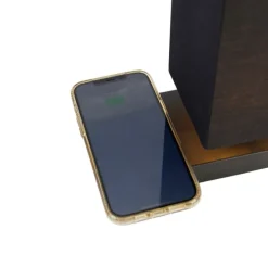 Tafellamp zwart met kap zwart met touch en inductielader - Romina