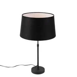 Tafellamp zwart met linnen kap zwart 35 cm verstelbaar - Parte