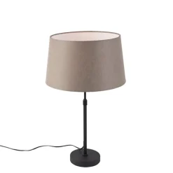 Tafellamp zwart met linnen kap taupe 35 cm verstelbaar - Parte