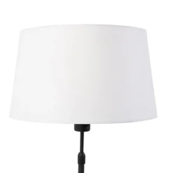 Tafellamp zwart met linnen kap wit 35 cm verstelbaar - Parte