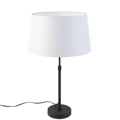 Tafellamp zwart met linnen kap wit 35 cm verstelbaar - Parte
