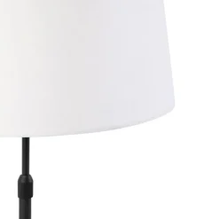 Tafellamp zwart met linnen kap wit 35 cm verstelbaar - Parte