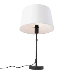 Tafellamp zwart met linnen kap wit 35 cm verstelbaar - Parte